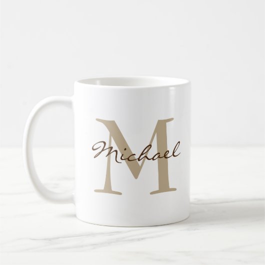 Moderne Bezeichnung & Monogramm - erste Klassik Kaffeetasse (Links)