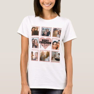 Moderne BFF-Fotocollage Roségold-Herz T-Shirt