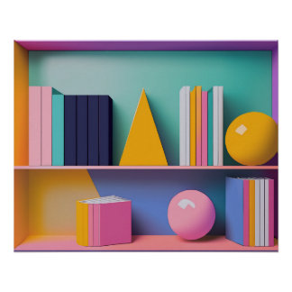 Moderne Bibliotheksbücher Design Zeitgenössische K Poster