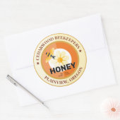 Moderne Biene und Blume Amber Honey Jar Runder Aufkleber (Umschlag)