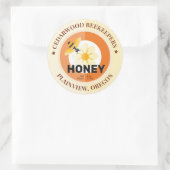 Moderne Biene und Blume Goldenrod Honey Jar Runder Aufkleber (Tasche)