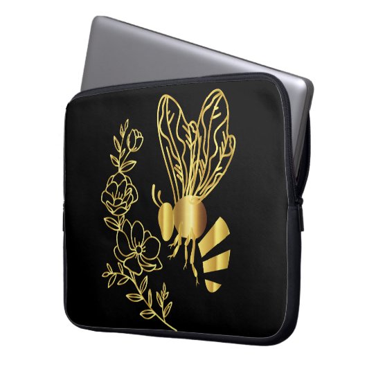 Moderne Biene und Blume Neopren Sleeve (Vorderseite Links)