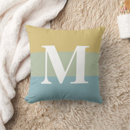 Moderne Big Stripes Big Letter Monogram Khaki Blue Kissen