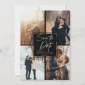 Moderne BildCollage Black Save The Date (Vorderseite)