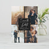 Moderne BildCollage Black Save The Date (Stehend Vorderseite)