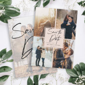 Moderne BildCollage Rosa Save The Date