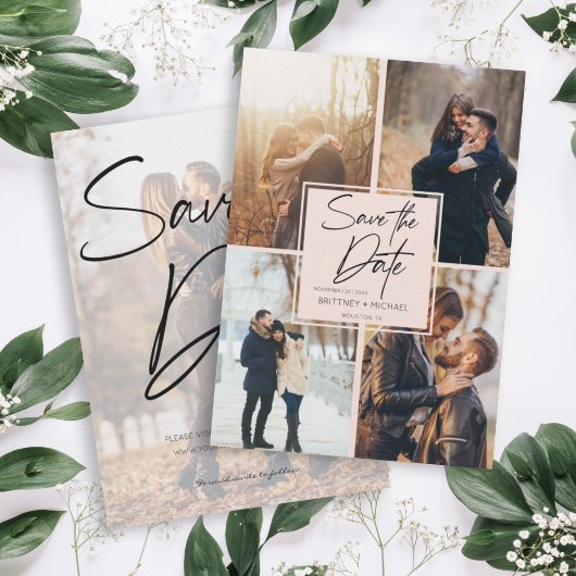 Moderne BildCollage Rosa Save The Date