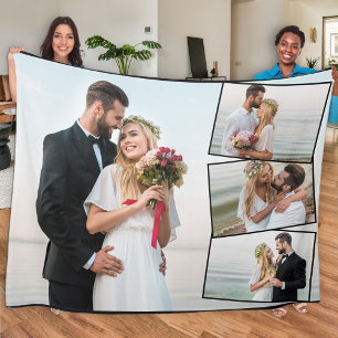 Moderne Bildmontage 4 Hochzeitsfoto Fleecedecke