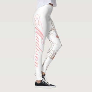 Moderne Bildtrolle hört Tan Pink Add Name Leggings