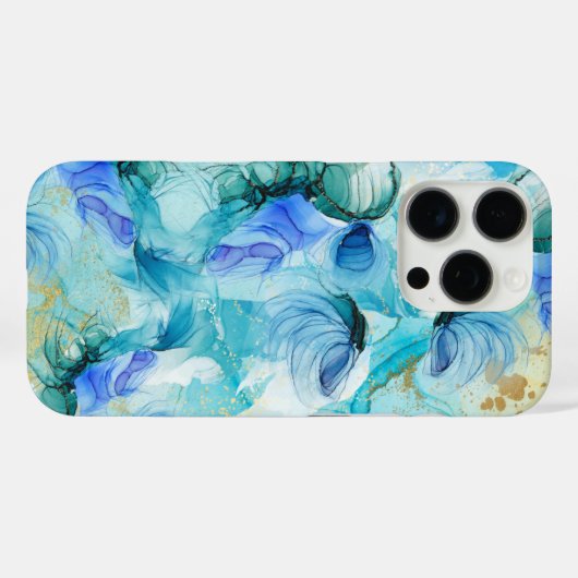 Moderne Billowy Wirbel Blue Gold iPhone Case (Rückseite (Horizontal))
