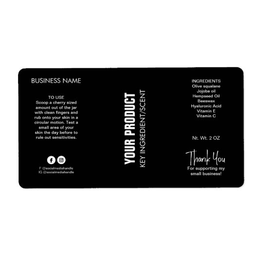 Moderne Bio Black Body Butter Jar Labels (Vorne)