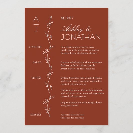 Moderne Bio Blumenabteilung Menükarte (Vorderseite)