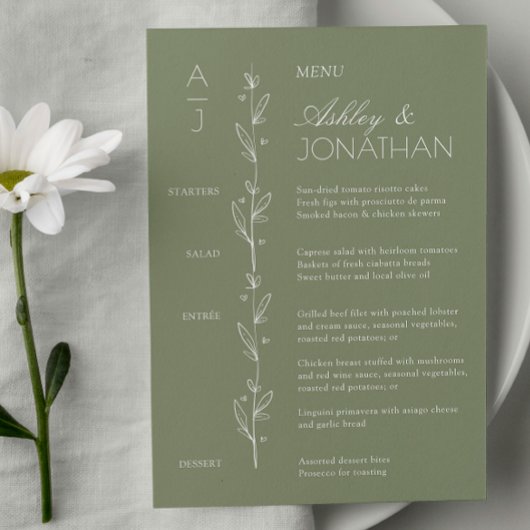 Moderne Bio Blumenabteilung Menükarte