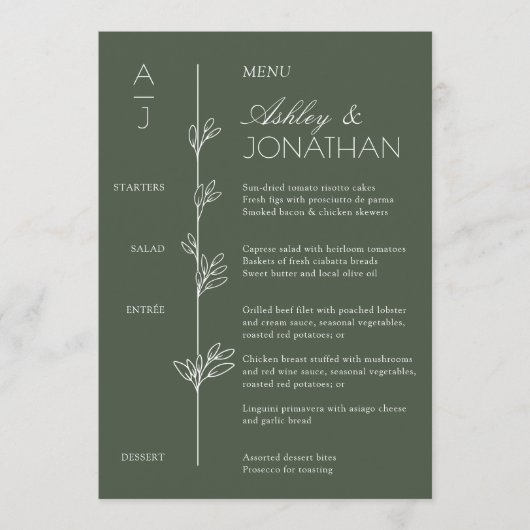 Moderne Bio Blumenabteilung Menükarte (Vorderseite)