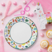 Moderne Bio Gemusterte grüne Grenze Lrg Pappteller (Party)