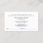 Moderne Bio Honigfarm Empfehlungskarte (Rückseite)