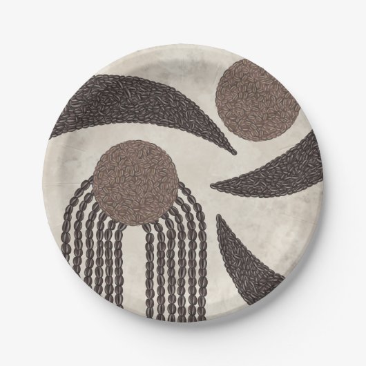 Moderne Bio-Kaffeebohnen-geometrisch-neutral Pappteller (Vorderseite)