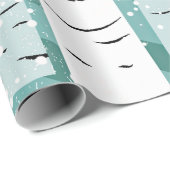 Moderne Birken-Bäume im Schnee Geschenkpapier (Rolleneckpunkt)
