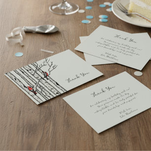 Moderne Birken und rote Vögel Danke Mitteilungskarte