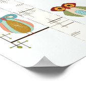 Moderne Birkenbäume und Owls Poster aus dem Mittel (Ecke)