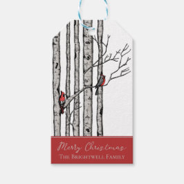 Moderne Birkenbäume und Rote Kardinal - Geschenkma Geschenkanhänger