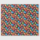 Moderne Birthday Balloons auf schwarz Geschenkpapier (Flach)