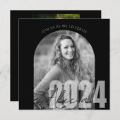 Moderne Black 2024 Foto Graduation Party Einladung (Vorne/Hinten)