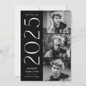 Moderne Black 3 Foto Graduation Party 2025 Einladung (Vorderseite)