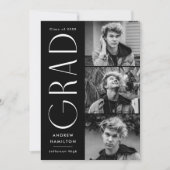 Moderne Black 3 Foto Graduierungsparty Einladung (Vorderseite)