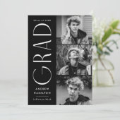 Moderne Black 3 Foto Graduierungsparty Einladung (Stehend Vorderseite)