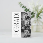 Moderne Black 3 Foto Graduierungsparty Einladungspostkarte (Stehend Vorderseite)