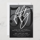 Moderne Black 50. Geburtstagsparty Einladung (Vorderseite)
