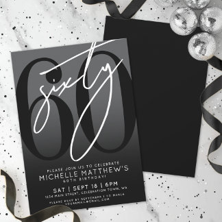 Moderne Black 60. Geburtstagsparty Einladung