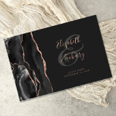 Moderne Black Agate Rose Gold Script Dark Gästebuch