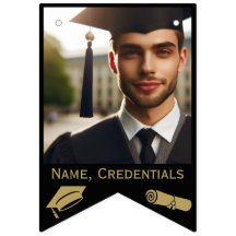 Moderne Black and Gold 16-Foto Grad Cap, Diploma