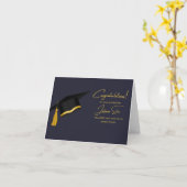 Moderne Black and Gold Abschluss Card mit Cap Karte (Gelbe Blume)