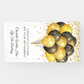 Moderne Black and Gold Balloons Confetti Pension Banner (Horizontal)