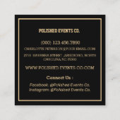 Moderne Black and Gold Balloons Event Plane Quadratische Visitenkarte (Rückseite)