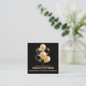 Moderne Black and Gold Balloons Event Plane Quadratische Visitenkarte (Stehend Vorderseite)