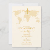 Moderne Black and Gold Destination Verlobung Einladung (Vorderseite)