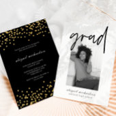 Moderne Black and Gold Foto Graduation Party Einladung