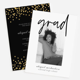 Moderne Black and Gold Foto Graduation Party Einladung