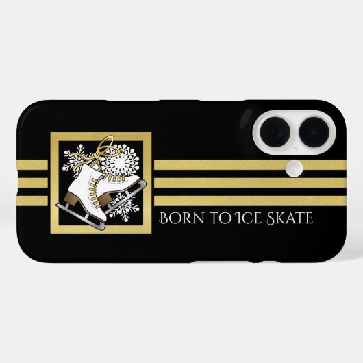 Moderne Black and Gold Glitzer Ice Skaten Case-Mate iPhone Hülle (Rückseite (Horizontal))