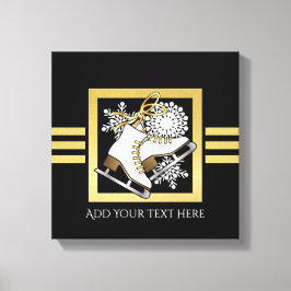 Moderne Black and Gold Glitzer Ice Skaten Leinwanddruck