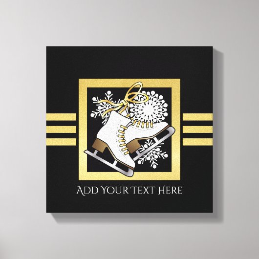 Moderne Black and Gold Glitzer Ice Skaten Leinwanddruck (Vorderseite)