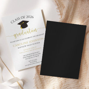 Moderne Black and Gold Graduation Party Einladung