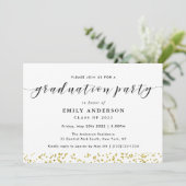 Moderne Black and Gold Graduation Party Einladung (Stehend Vorderseite)