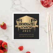 Moderne Black and Gold Graduation Party Napkin Serviette (Beispiel)