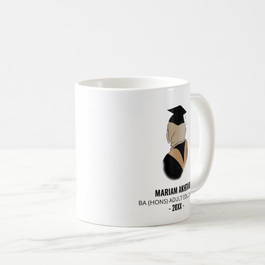 Moderne Black and Gold Hijabi Abschluss Kaffee Tas Kaffeetasse (VorderseiteRechts)