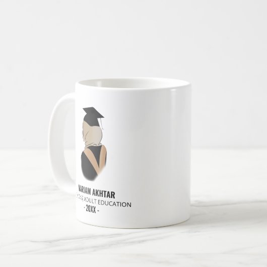 Moderne Black and Gold Hijabi Abschluss Kaffee Tas Kaffeetasse (Vorderseite Links)